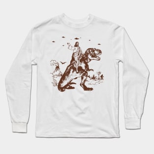 Jesus Riding Dinosaur Long Sleeve T-Shirt